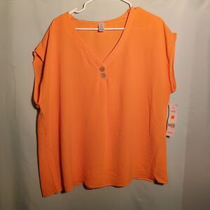 NWT Orange Sleeveless V-Neck Blouse – Lightweight Summer Top (Size XL)